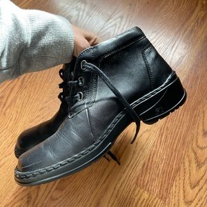Josef Siebel Black Square-Toed Leather Booties